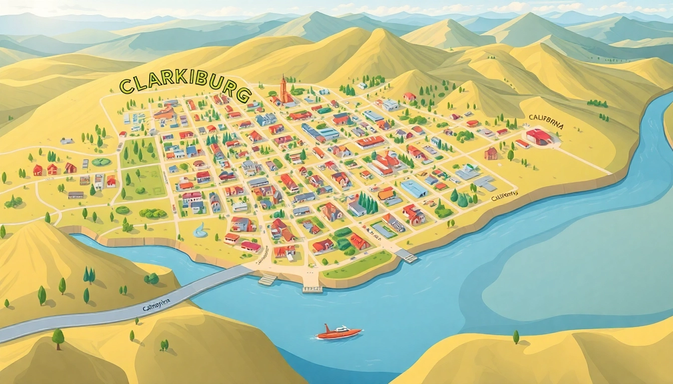 Interactive clarksburg california map highlighting landmarks and geography for navigation.