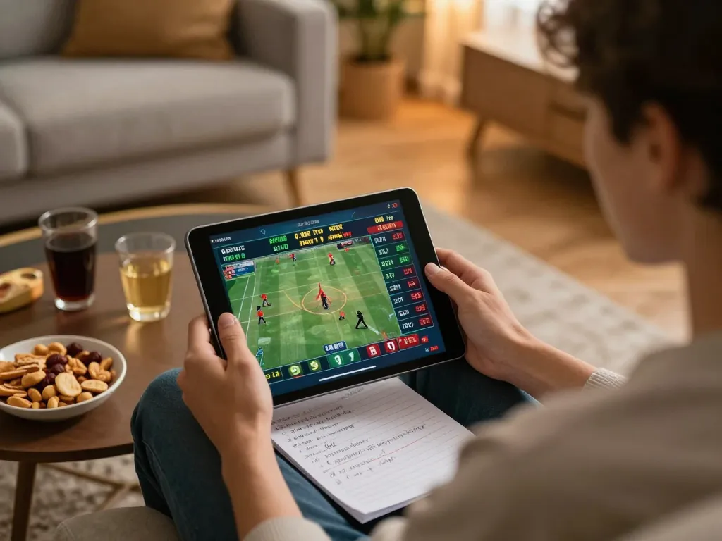Experience thrilling betting with ev99 through live sports on a tablet, highlighting insightful game details.