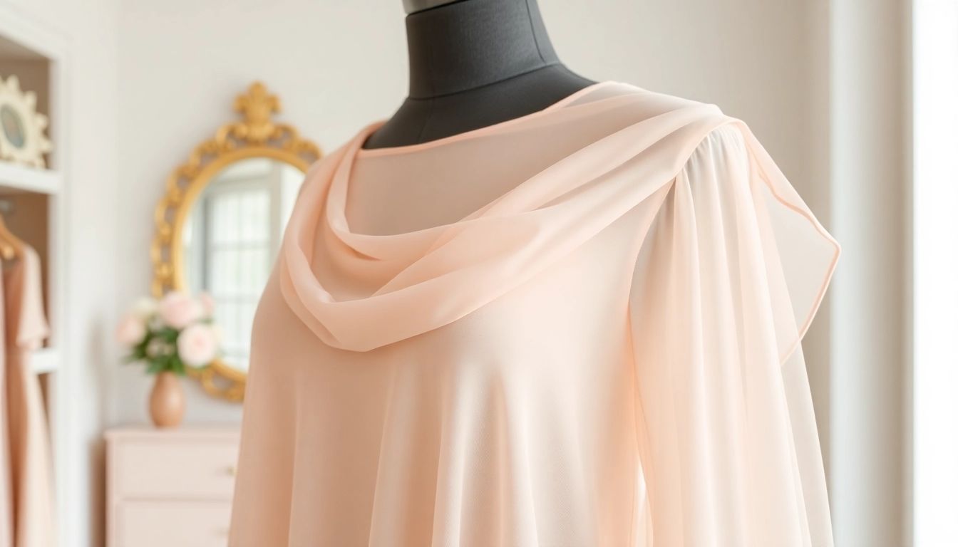 Chiffon jurk op mannequin toont de unieke textuur en prachtige kleuren.