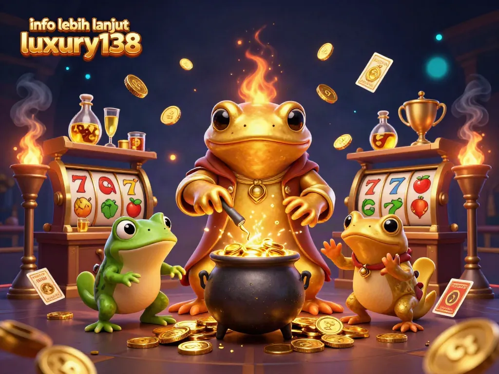 Menggali info lebih lanjut luxury138 dengan simbol slot berkilauan dan alchemist emas dalam aksi.
