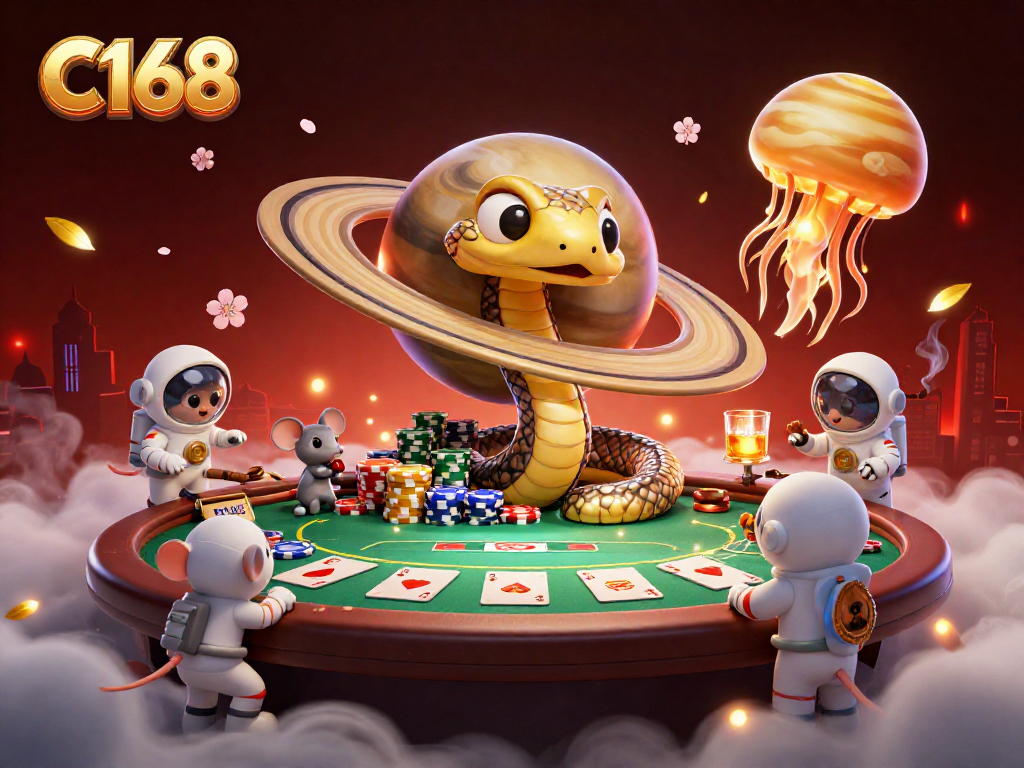 Play slots and table games at C168 while enjoying an immersive cosmic-themed gambling atmosphere.