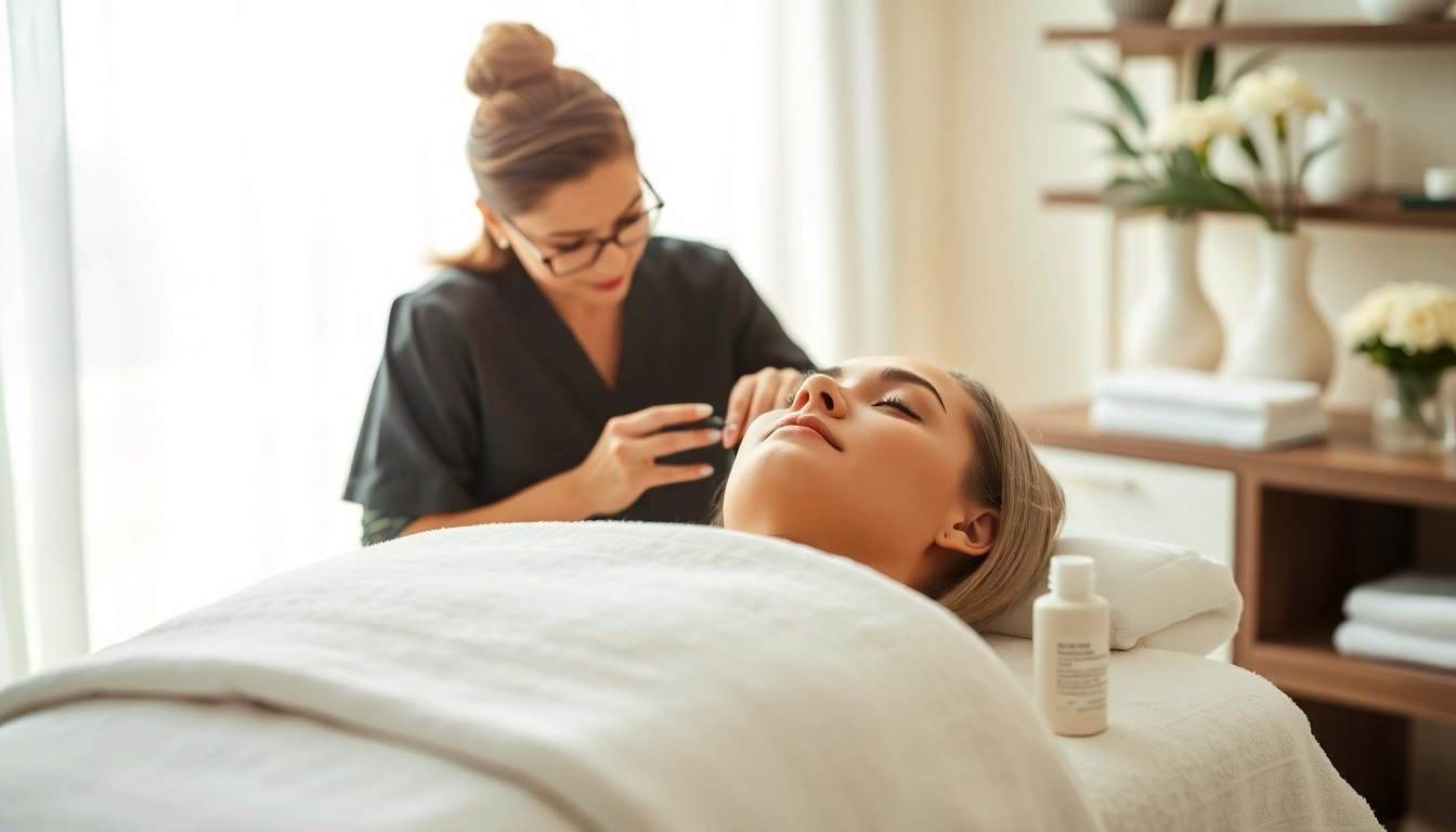 Experience a calming facial treatment with an esthetician near me in a tranquil spa environment.