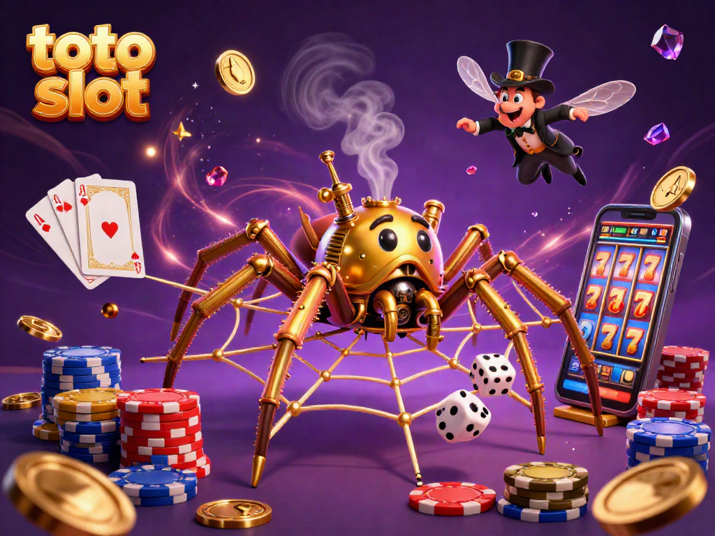 Catching lucky wins with toto slot in a vibrant steampunk casino scene.