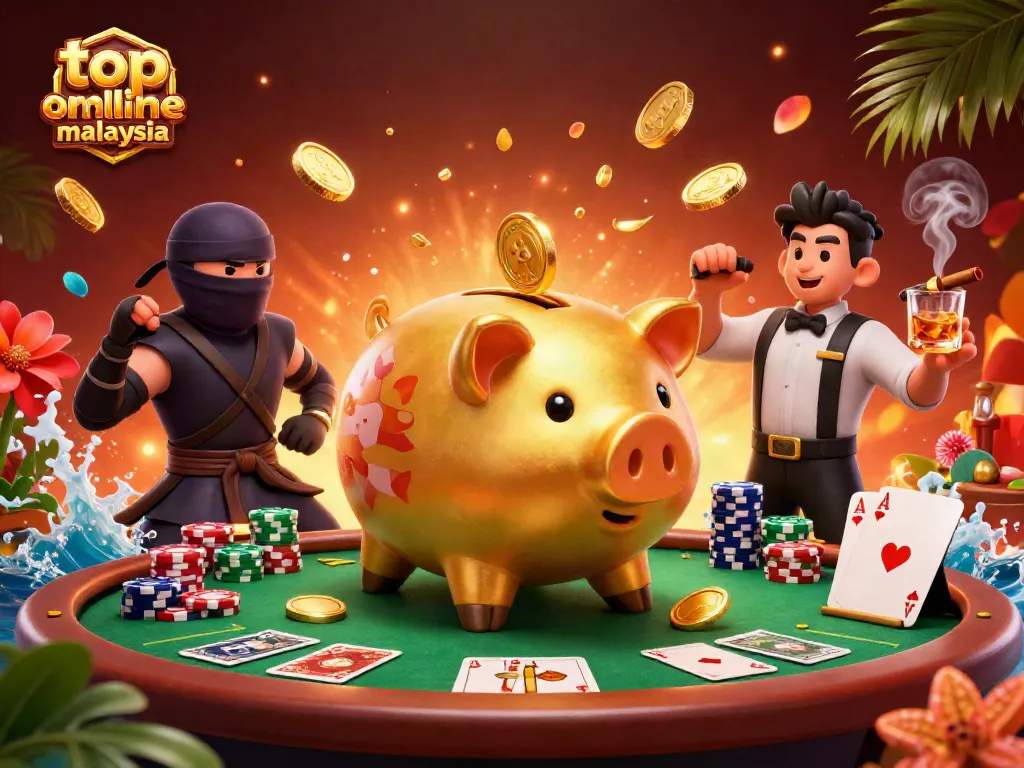 Engage in thrilling action at the top online casino Malaysia with vibrant characters at a poker table.