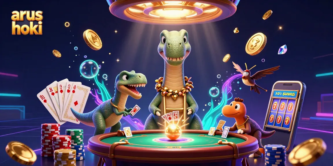 Menyaksikan permainan arus hoki yang seru dengan brontosaurus raksasa di kasino virtual.
