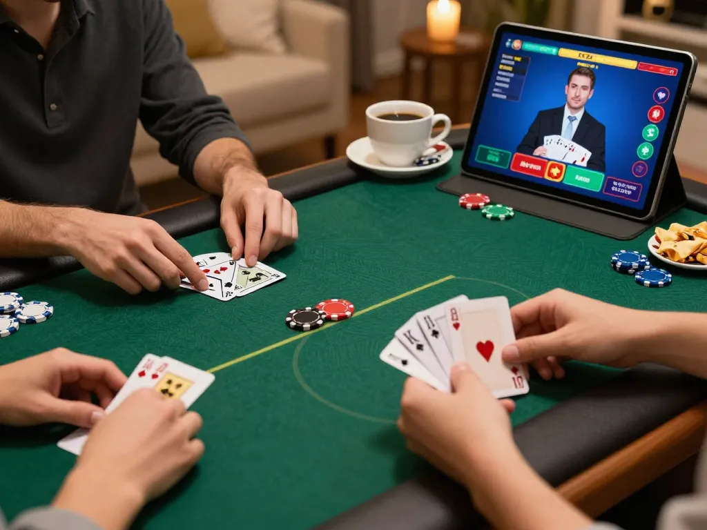 Engaging online poker session on okwin tablet with players actively strategizing for better odds