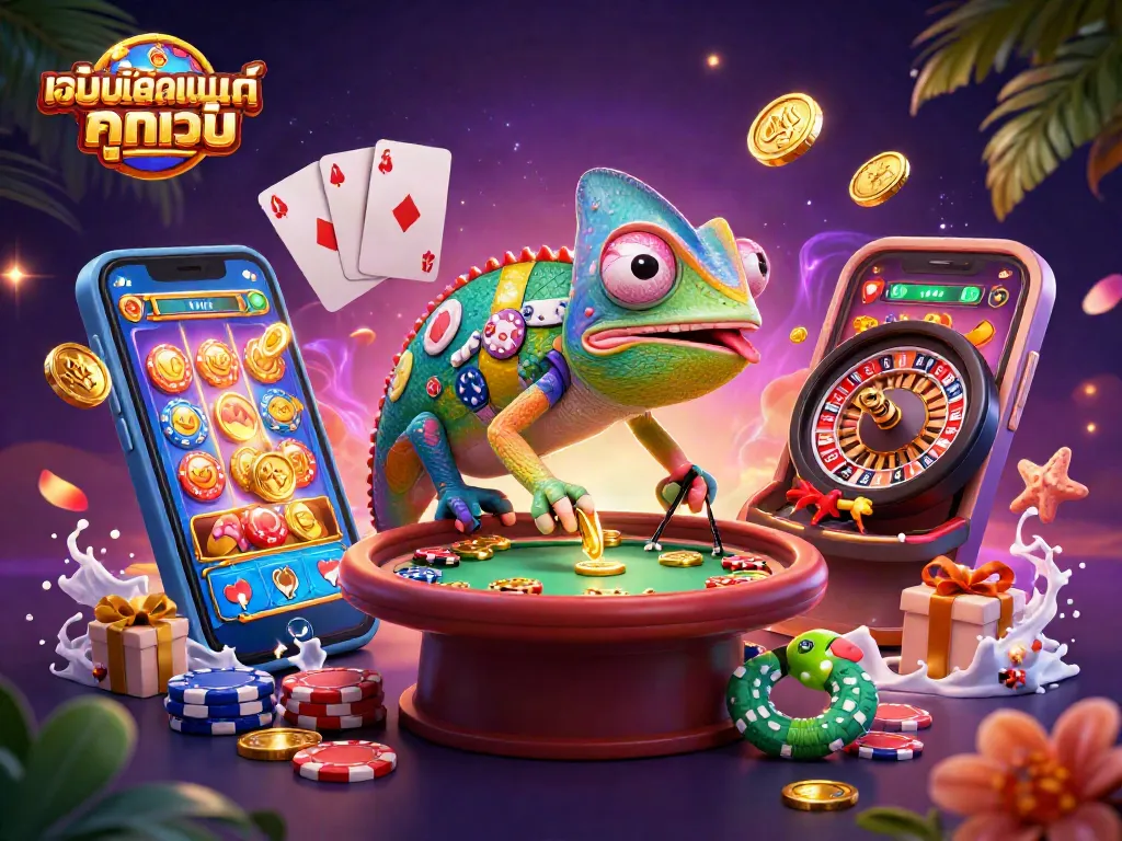 ภาพเล่นเกมคาสิโนที่เต็มไปด้วยสีสัน เว็บพนันออนไลน์ ทุกเว็บ มีเจ้าของคาสิโนหลากสีและเหรียญทองผุดขึ้น