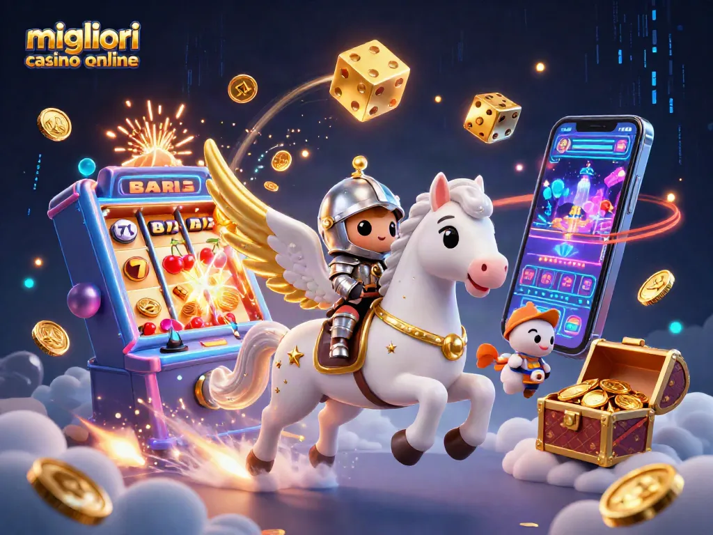 Scopri i migliori casino online con slot e jackpot in questa vivace illustrazione 3D.