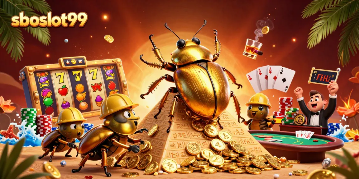 Experience the thrill of sboslot99 with golden beetles and vibrant slot machines!