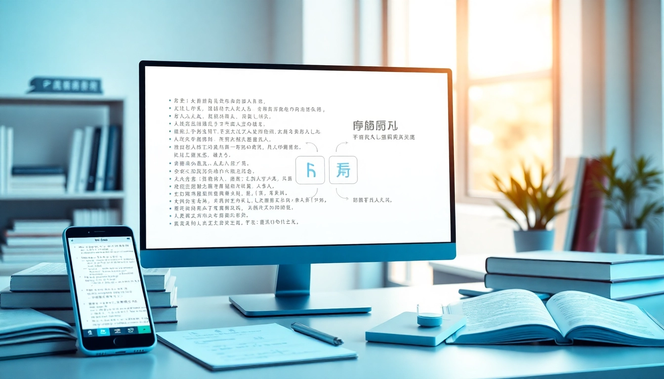 Dynamic translation interface showcasing 有道翻译 in a modern workspace.