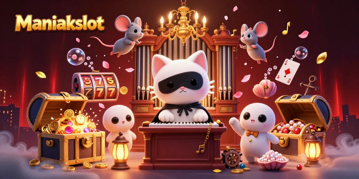 Experience thrilling jackpots with Maniakslot at a vibrant casino scene filled with treasures!