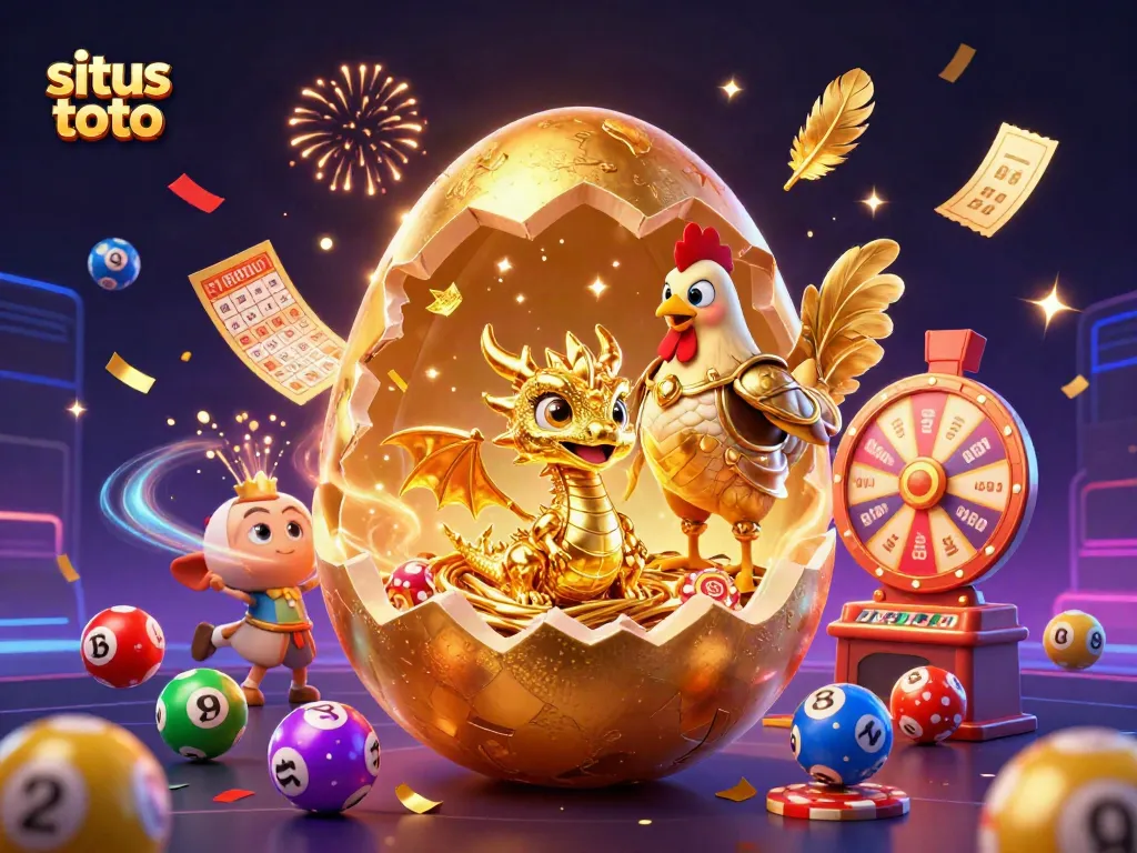 Experience dynamic gaming excitement with situs toto, featuring a dragon on poker chips amidst lottery elements.
