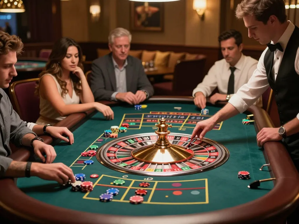Engaging gameplay at a roulette table showcasing diverse pan dulce varieties in a vibrant casino.