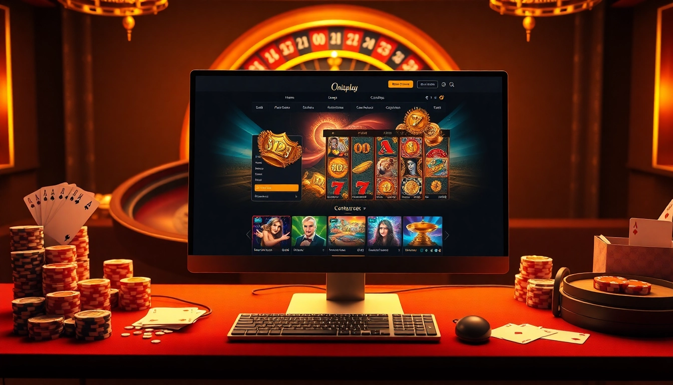 Onicplay gaming interface highlighting exciting slot games and casino elements.