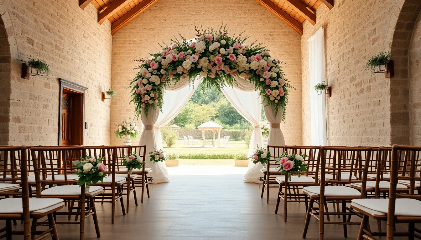 Stunning Wedding Event Space Jacksonville featuring elegant floral arrangements and rustic charm.
