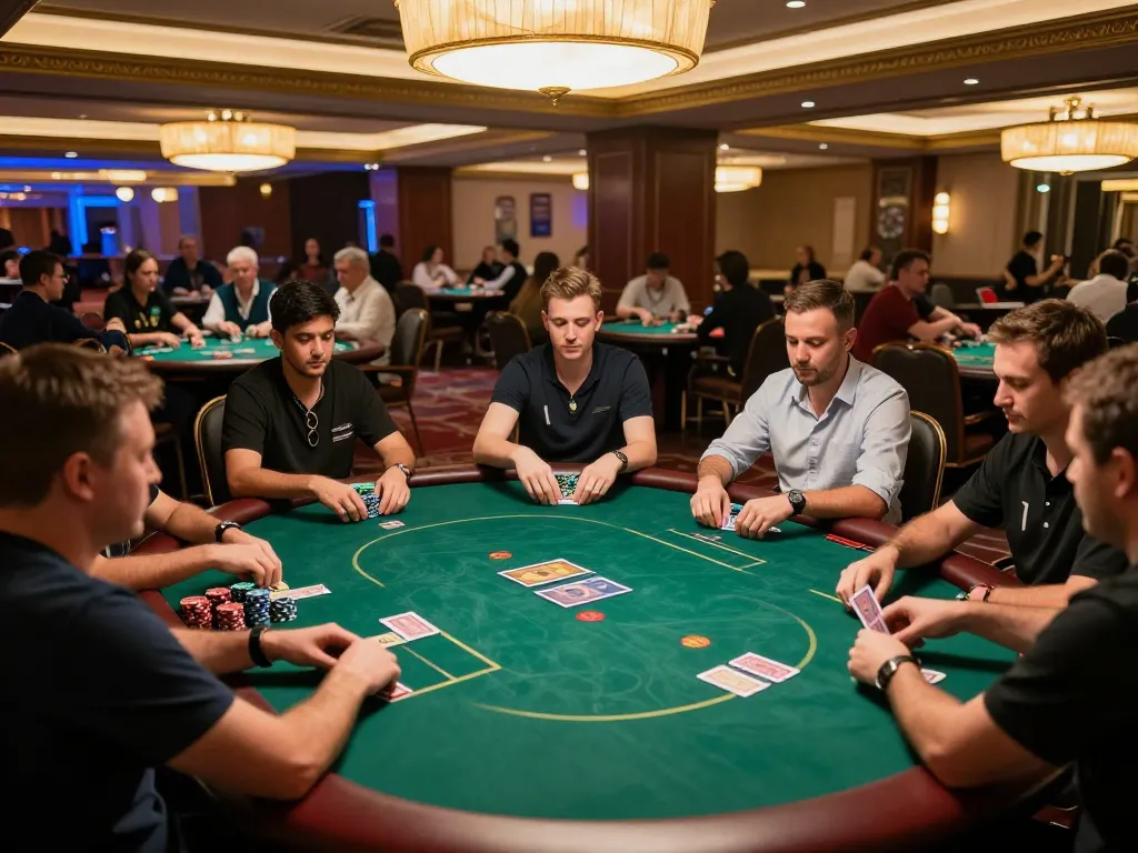 Players in an exclusive poker room demonstrating strategic gameplay at TG88