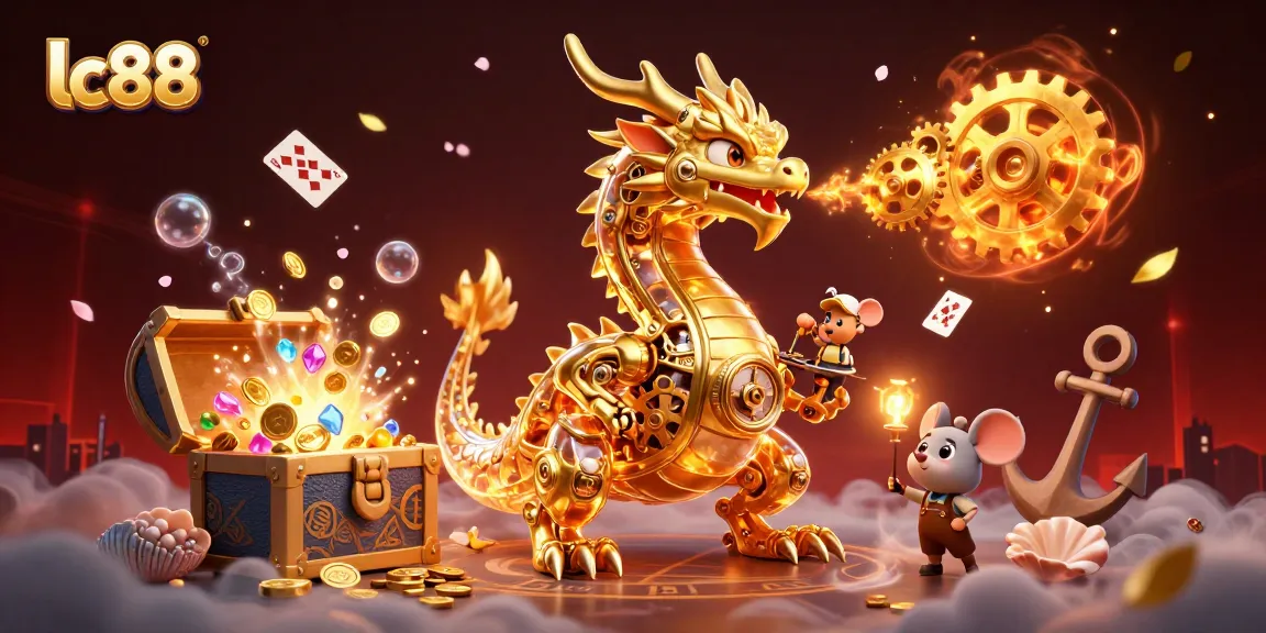 Engage in thrilling gaming activities with lc88 featuring a golden dragon and bioluminescent treasures.