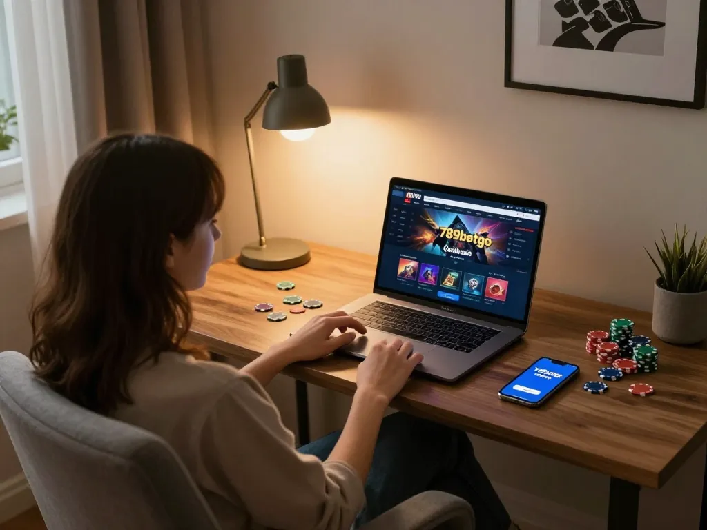 Engaging user experiencing 789betgo mobile casino app on a cozy home gaming setup.