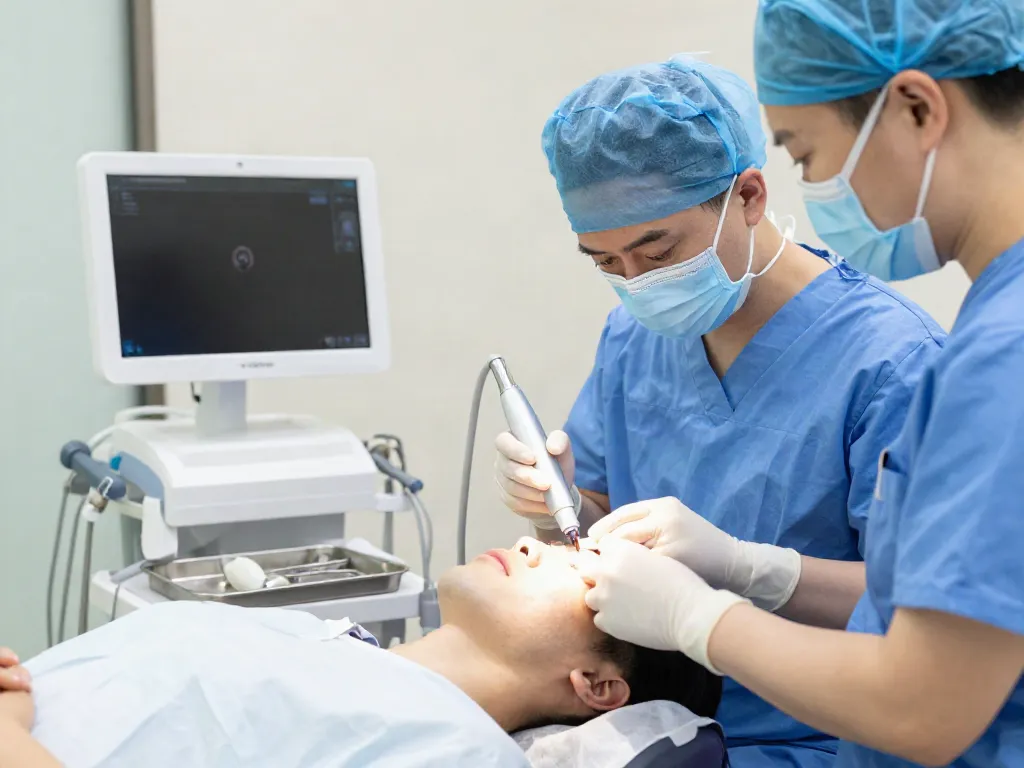 Hair Transplant procedure in a modern clinic, showcasing precise follicle extraction.