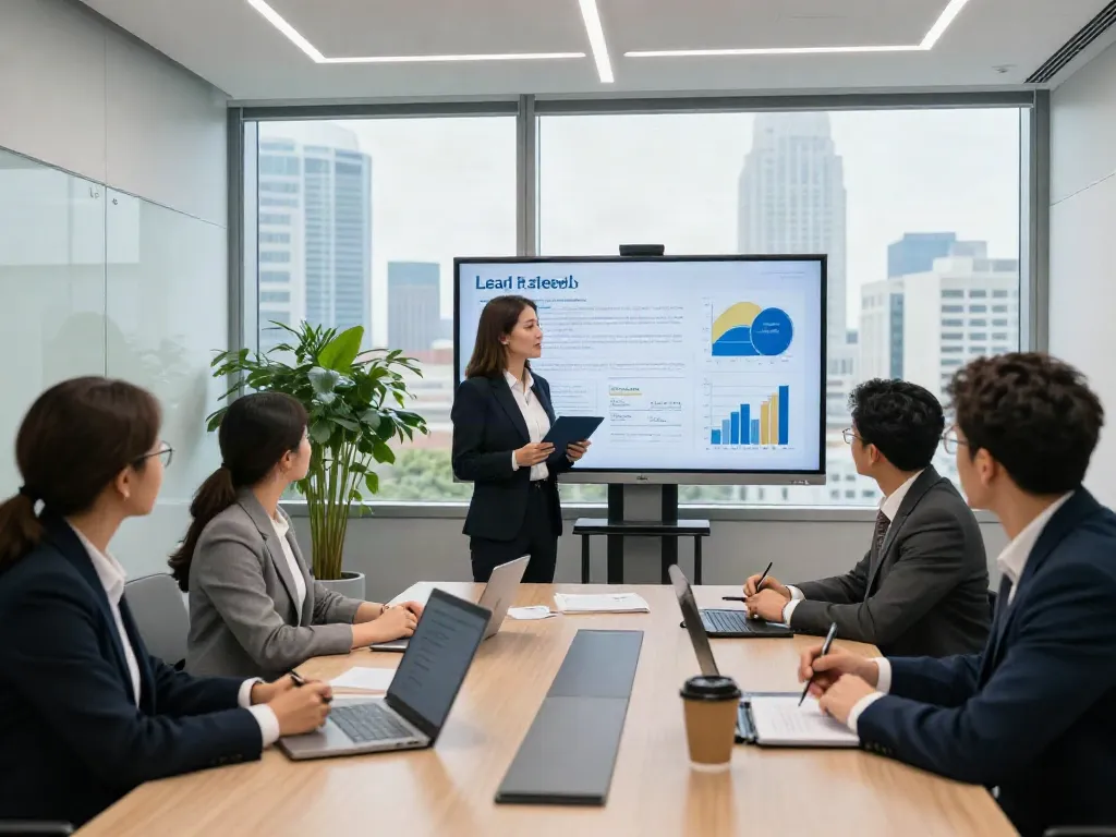 Team collaboration in a corporate setting focused on Lead Roedl's legal strategies.
