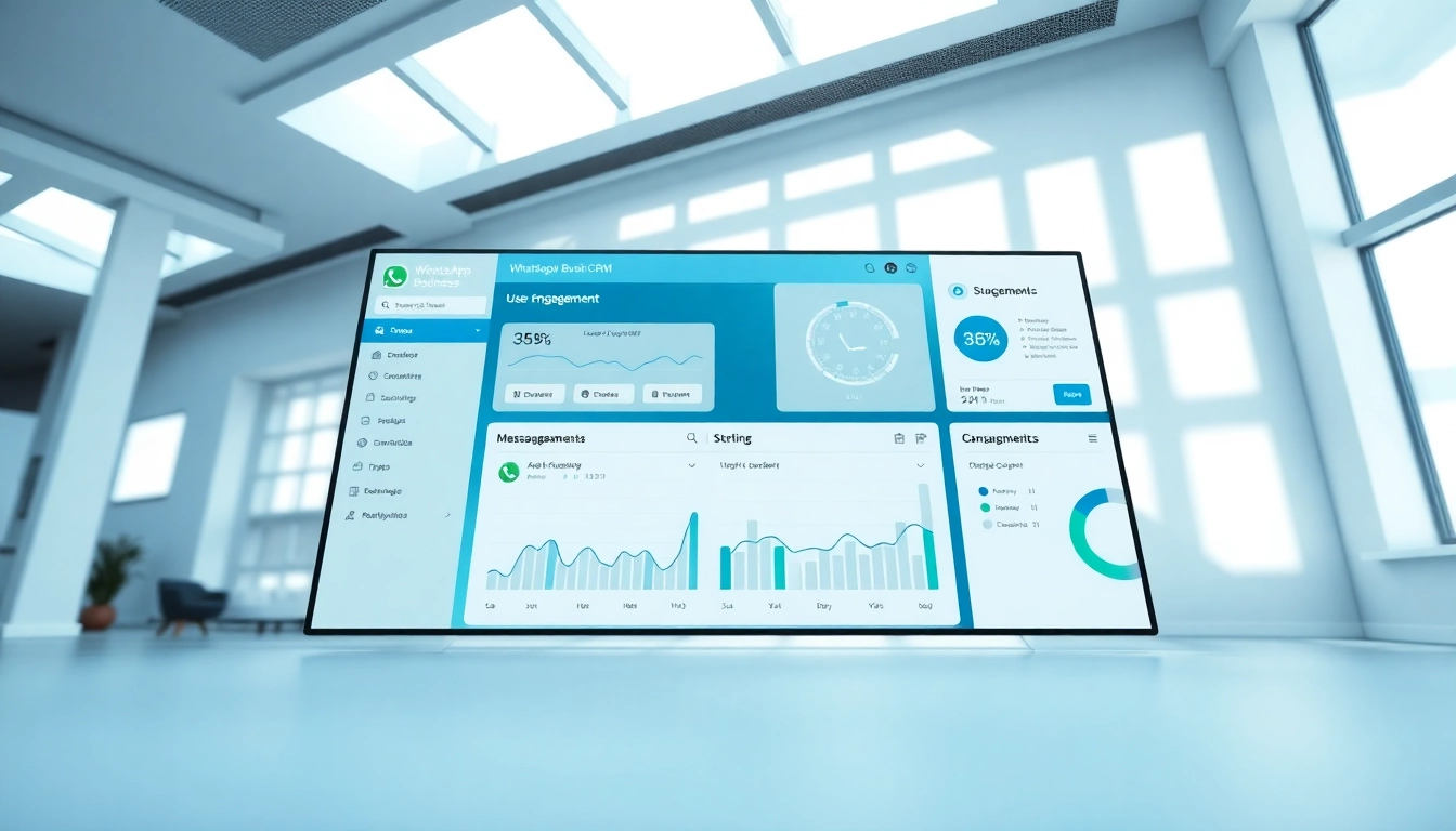 Visualize WhatsApp Business CRM dashboard demonstrating user engagement metrics and tools.