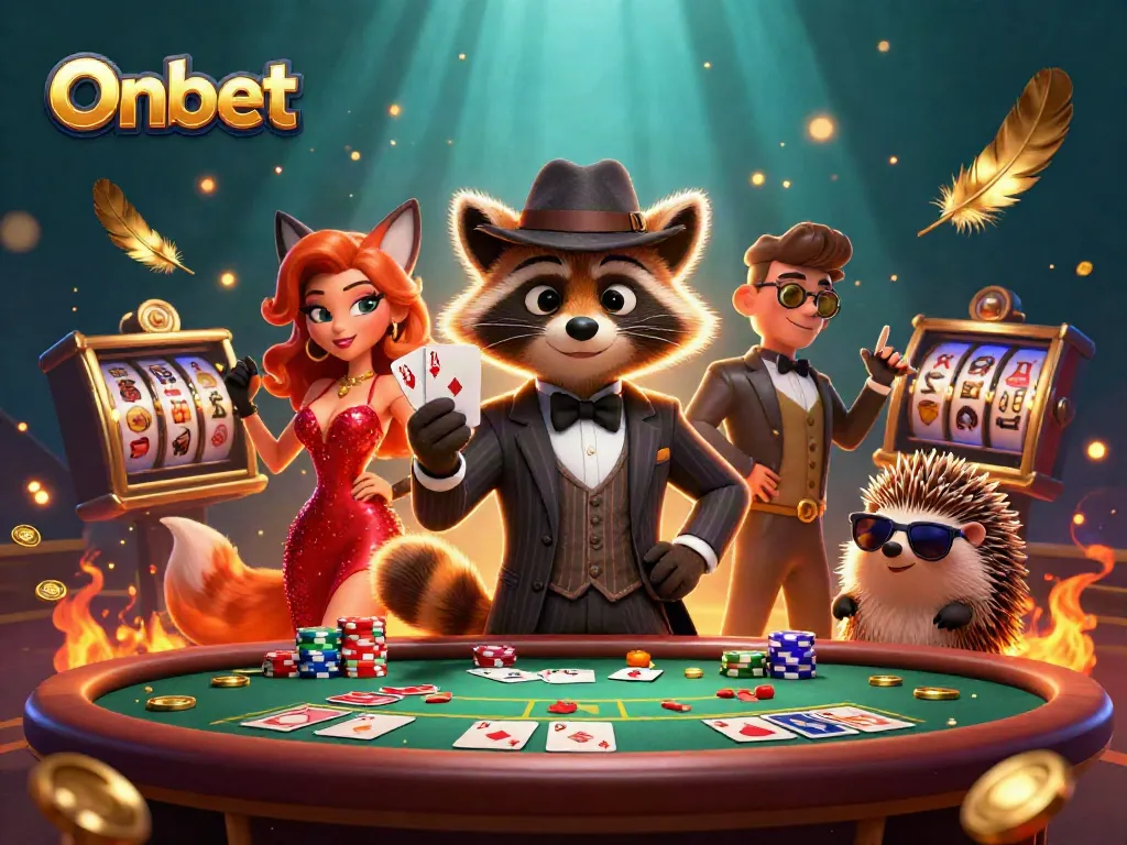 Onbet highlights the excitement of winning with poker hands amidst a vibrant casino scene.