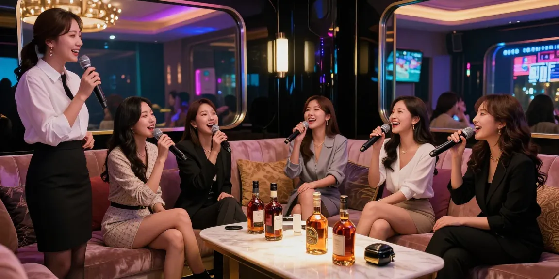 Engaging atmosphere at 강남가라오케 with friends enjoying karaoke in a luxury setting.
