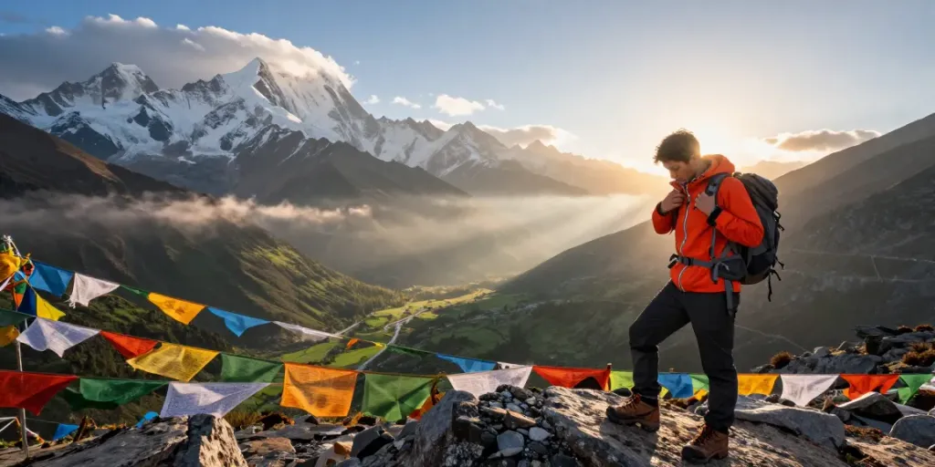 Experience the breathtaking Manaslu Circuit trek with stunning mountain views and vibrant adventure scenes.