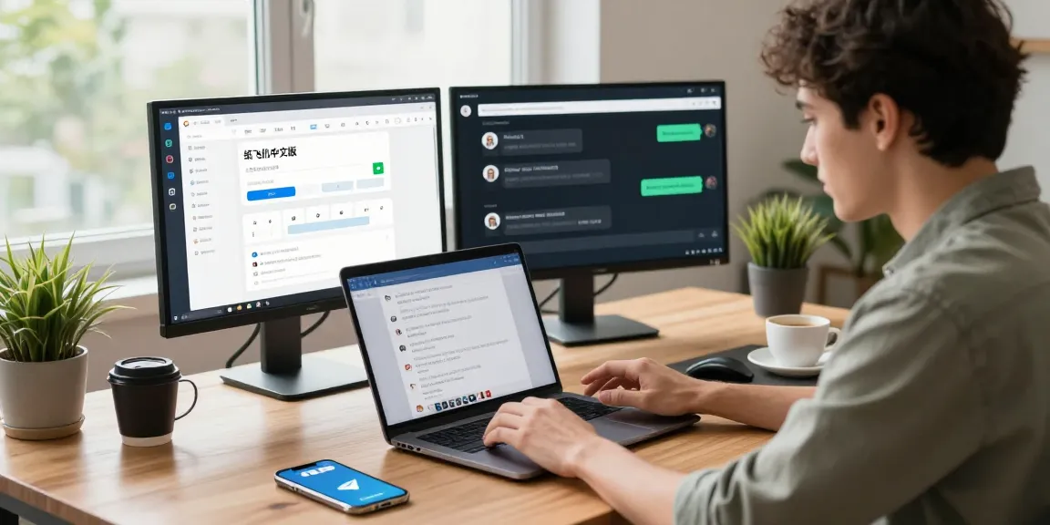 Engaging workspace showcasing 纸飞机中文版 on multiple screens for effective communication.
