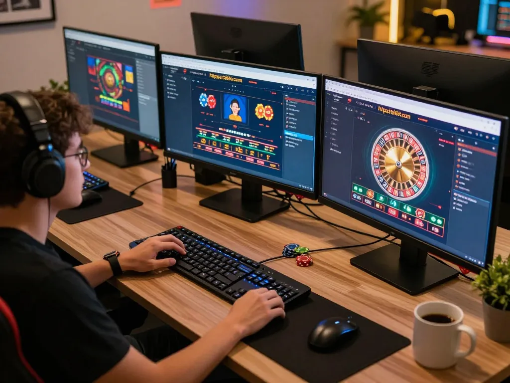 The exciting online gaming experience at https://ok904.com/ showcasing a user engaged in roulette with vibrant colors.