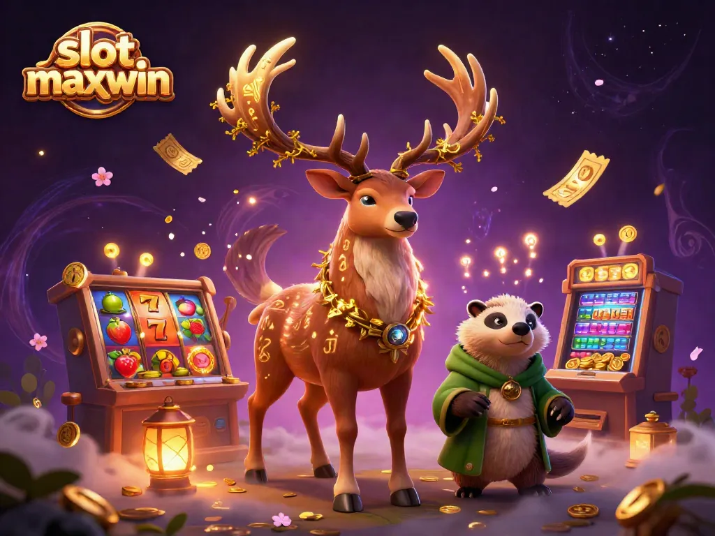 Exciting scene showcasing the slot maxwin features with vibrant slot symbols and mystical characters.