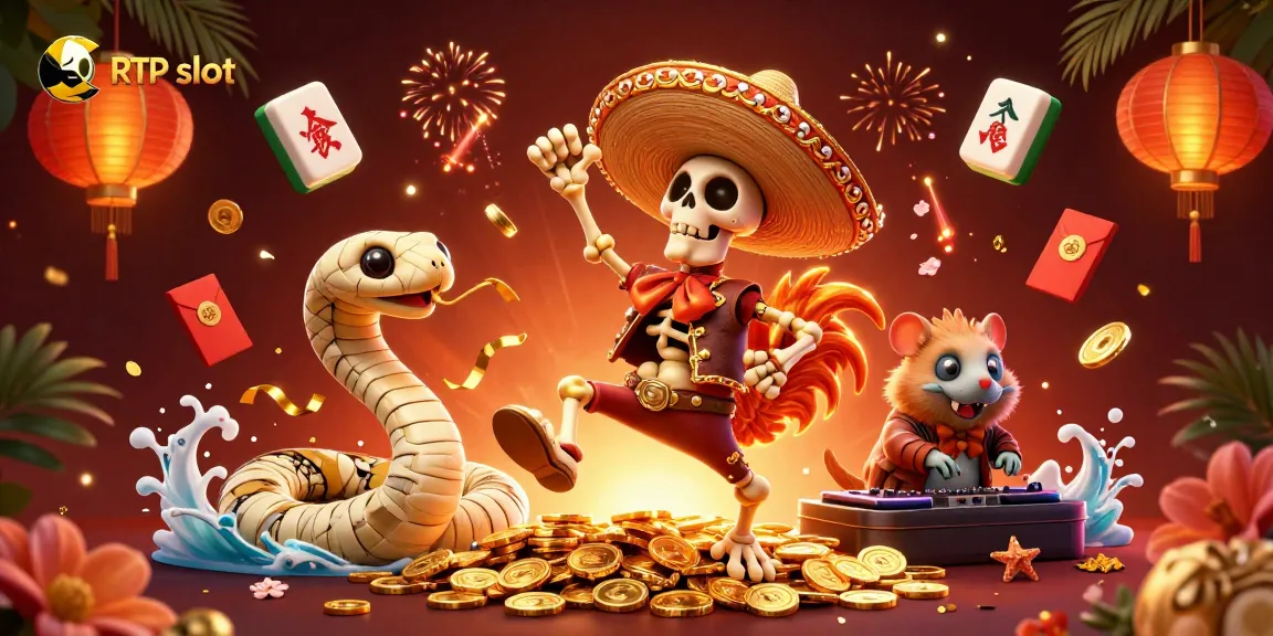 Engage with RTP slot gaming strategies while enjoying a vibrant casino scene with skull mariachi and gold coins.