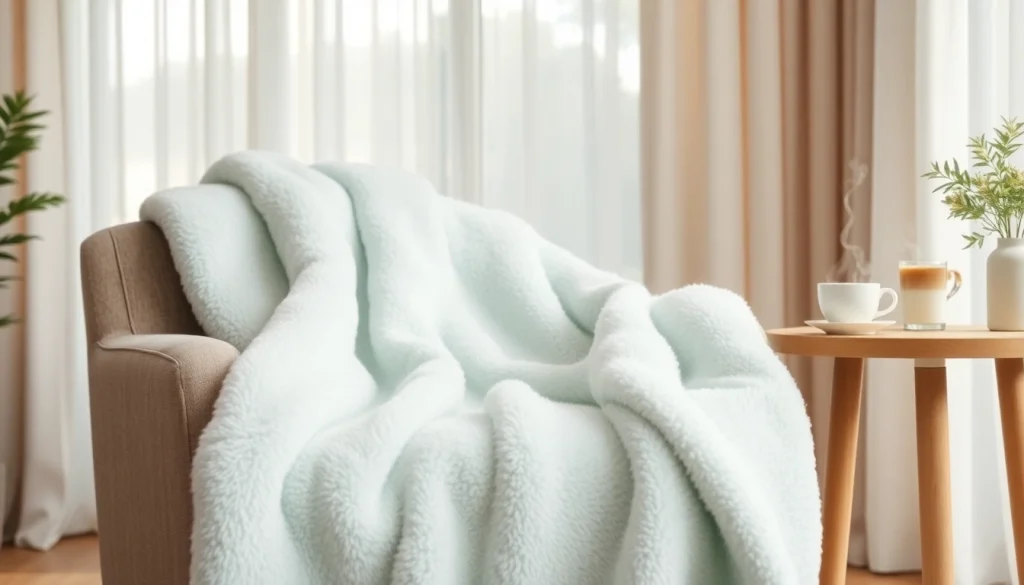 Fleece dekentje op een stijlvolle stoel in een gezellige woonkamer