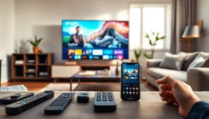 Enjoying entertainment with iron IPTV displayed in a modern living room setup.