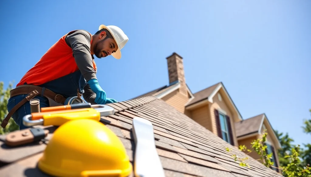 Contractor delivering reliable roofing services with quality craftsmanship in a sunlit setting.