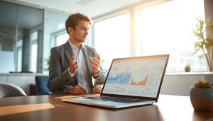 카드 한도 현금화 방법을 설명하는 금융 상담사와 현대적인 사무실