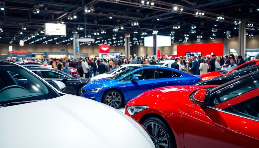 Showcase of the Auto Cars Show featuring vibrant vehicles and excited attendees.
