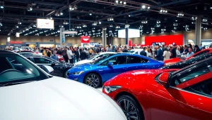 Showcase of the Auto Cars Show featuring vibrant vehicles and excited attendees.