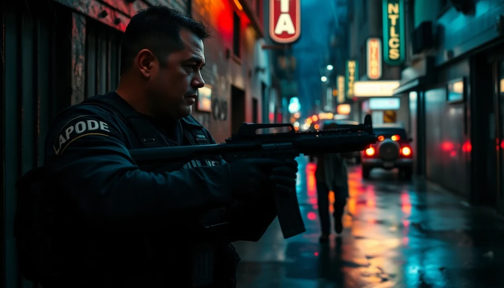 A Deadly Chance depicts a tense standoff featuring a former LAPD SWAT officer in an urban alley.