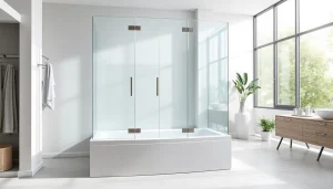 Moderne sonni Duschkabine im eleganten Badezimmer mit klaren Glasfronten