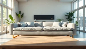 Elegant sofa bed uk in a chic living room with natural light and modern décor.