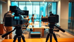 Showcase of commercial videography toronto in a corporate setting with professionals engaged in discussion.