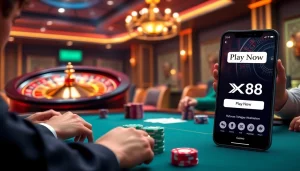 Engaged players at the poker table enjoy a thrilling game experience at https://xx88.vin/ with vibrant chips and cards.