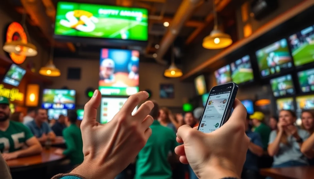 Engaging fans using sports betting apps South Carolina in a vibrant sports bar setting.