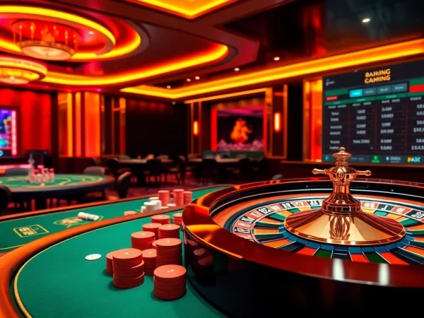 Exciting online gambling scene at ga 6789 with vibrant poker tables and roulette wheels.