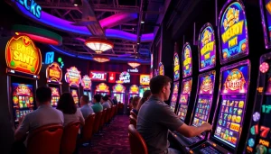 Menangkan permainan walettoto dengan mesin slot yang berwarna-warni dan suasana kasino yang meriah.