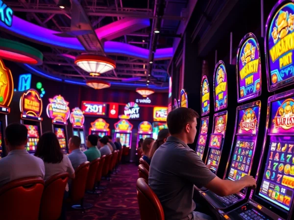 Menangkan permainan walettoto dengan mesin slot yang berwarna-warni dan suasana kasino yang meriah.