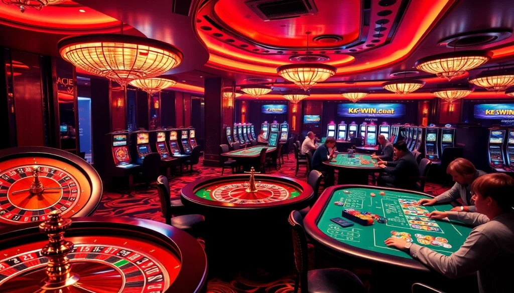 Experience thrilling gameplay at https://kkwin.diy/ with vibrant casino visuals showcasing poker, roulette, and slots.