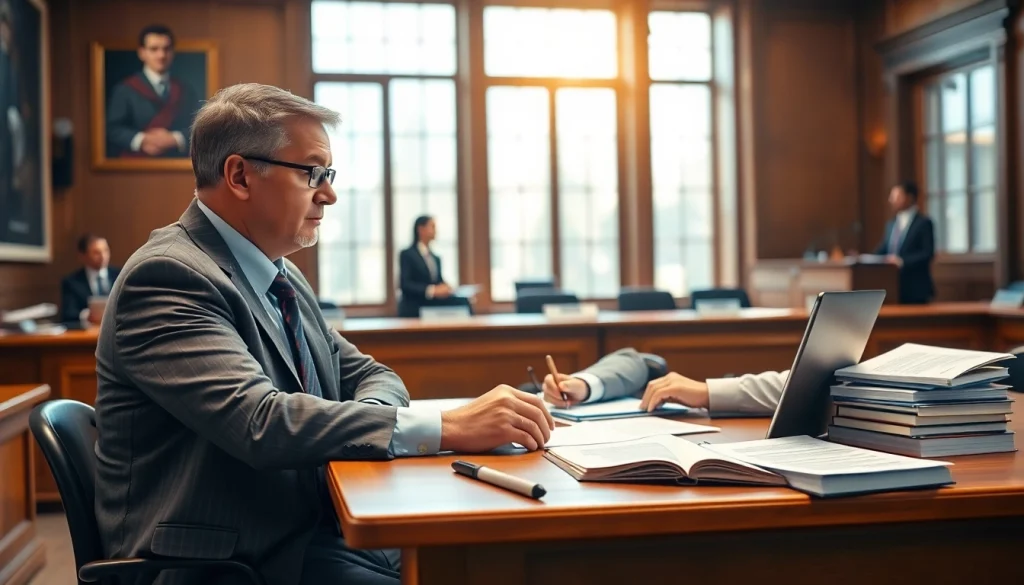 Professional soudní překladatel translating legal documents in court.