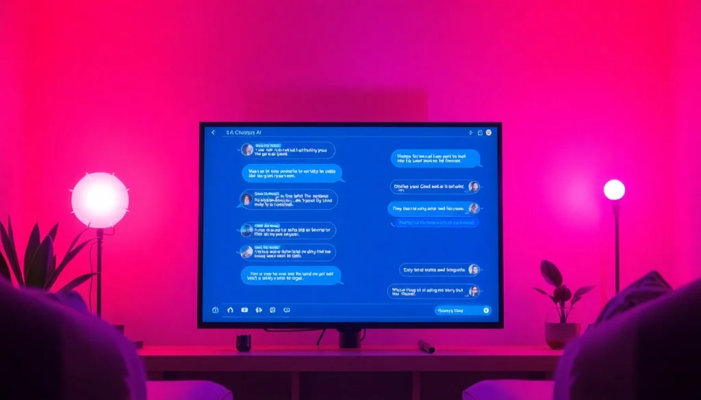 Interactive digital chat interface for engaging sex chat ai conversations in a vibrant, cozy environment.